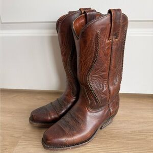 Classic Brown Leather Cowboy Boots